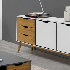 Buffet commode LP HOME WITA 3 tiroir 2 porteS Blanc