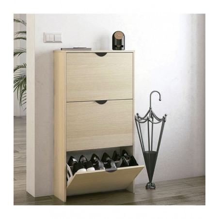 Meuble à chaussures LP HOME bois 3 placards 60x24x118cm