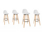 Tabouret de Bar avec Dossier et Repose-pieds Blanc