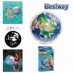 BALLON DE PLAGE PLANETE TERRE LUMINESCENT 61 cm