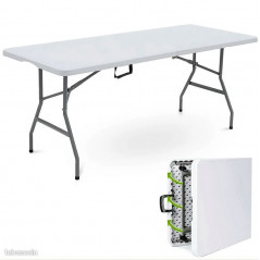 Table de Jardin Pliable Buffet Fêtes Camping  Blanc 6 personnes