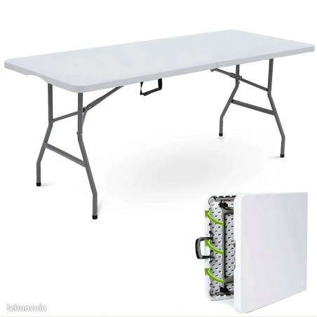 Table de Jardin Pliable Buffet Fêtes Camping  Blanc 6 personnes