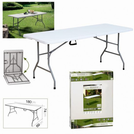 Table de Jardin Pliable Buffet Fêtes Camping  Blanc 6 personnes