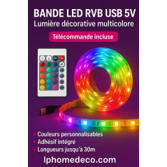 Bande lumineuse LED RVB flexible, 5m
