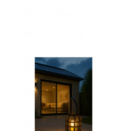 LAMPE SOLAIRE ROTIN Diam 15 x 39,5 cm