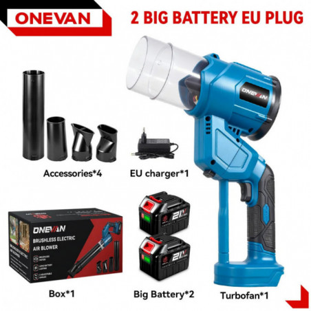 ONEVAN – ventilateur Turbo électrique sans balais 2 en 1, 38000 tr/min, souffleur d'air, poussière de feuilles, outil de nettoya