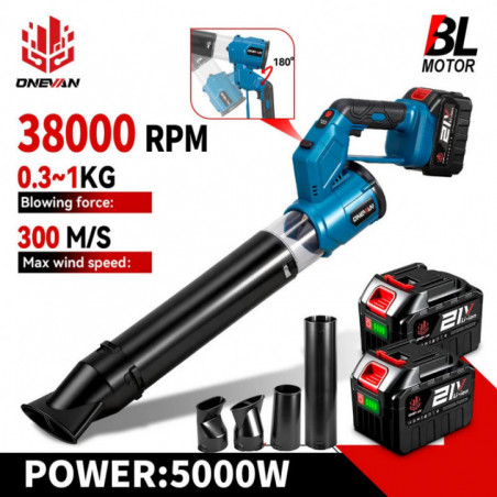 ONEVAN – ventilateur Turbo électrique sans balais 2 en 1, 38000 tr/min, souffleur d'air, poussière de feuilles, outil de nettoya
