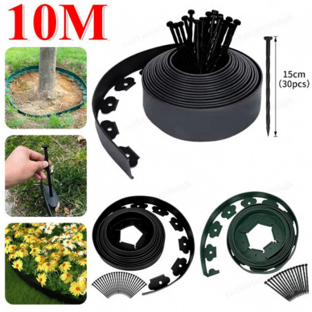 Kit de bordure de paysage de 10M, barrière de jardin fixe, bordure en plastique pour pelouse, bordure de jardin, bobine pour pel