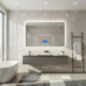 Miroir Salle de Bain LED 100x60cm Antibuée Tactile, Écran LCD en Verre