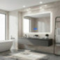 Miroir Salle de Bain LED 100x60cm Antibuée Tactile, Écran LCD en Verre