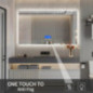 Miroir Salle de Bain LED 100x60cm Antibuée Tactile, Écran LCD en Verre