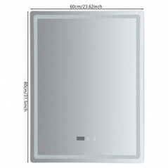 Miroir de salle de bain à LED variable, miroir mural carré Ip54, miroir de maquillage étanche avec lumières avec miroir désembue
