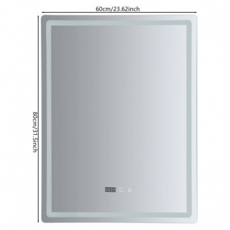 Miroir de salle de bain à LED variable, miroir mural carré Ip54, miroir de maquillage étanche avec lumières avec miroir désembue