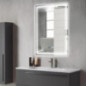 Miroir de salle de bain à LED variable, miroir mural carré Ip54, miroir de maquillage étanche avec lumières avec miroir désembue