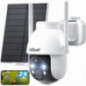 Iegeek 2K 3mp 360 ° PTZ HD caméra de surveillance solaire extérieure, batterie extérieure avec capteur de mouvement PIR, vision 
