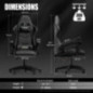 Chaise Gaming Ergonomique avec Coussin et Dossier Inclinable