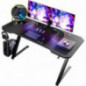 Bureau Gaming 120x60cm - Équipé avec rétroéclairage LED, Tapis de Souris et Support Casque Intégré