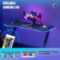 Bureau Gaming 120x60cm - Équipé avec rétroéclairage LED, Tapis de Souris et Support Casque Intégré
