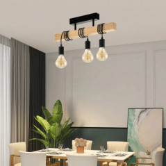 Lustre en bois créatif pour Loft, Style industriel rétro, en bois massif, couleur primaire, lampe de Restaurant, suspension par