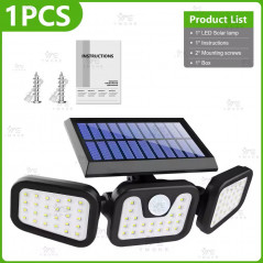 230 LED lumières solaires extérieures 3 côtés capteur de mouvement à énergie solaire IP65 lumière solaire étanche 3 Modes appliq