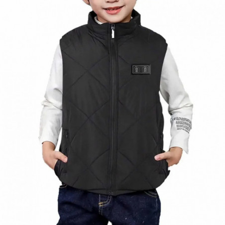 Gilet chauffant noir enfant, lavable USB 13 Zones de chauffage pour garçons et filles