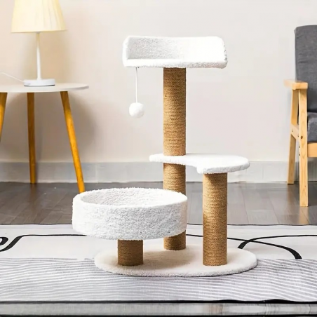 Arbre à chat à plusieurs niveaux avec griffoirs