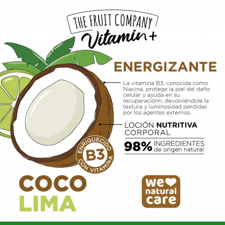 The Fruit Company Lotion pour le Corps Énergisante de Coco-Citron vert Body milk et lotions pour le corps 200 ml