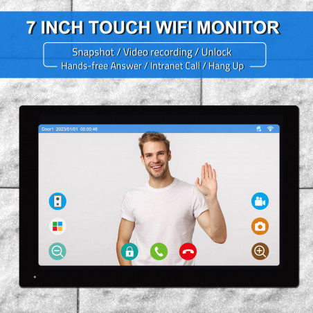 Interphone vidéo sans fil avec écran tactile Wi-Fi, système de contrôle d'accès RFID
