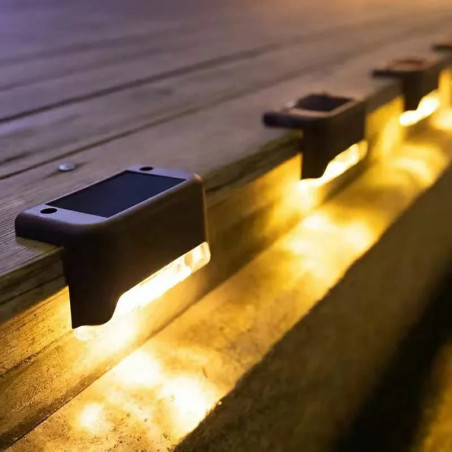 Lampe Solaire LED Imperméable  Éclairage d'Extérieur escalier mur IP65 Noir