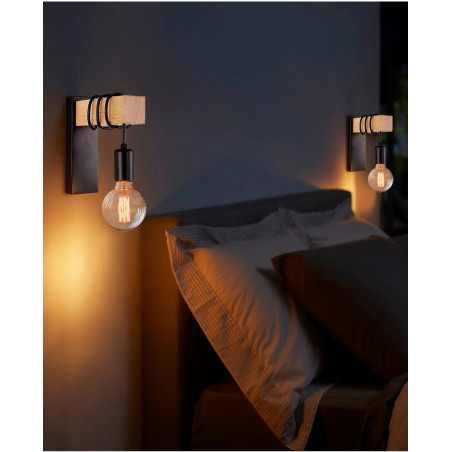 Applique Murale Vintage en Bois Rétro, Luminaire Décoratif   pour Salle à Manger Chambre à Coucher