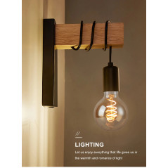 Applique Murale Vintage en Bois Rétro, Luminaire Décoratif   pour Salle à Manger Chambre à Coucher