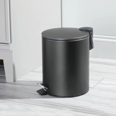 Poubelle Metal Noir 5 L Diam 20.5 x 27 cm