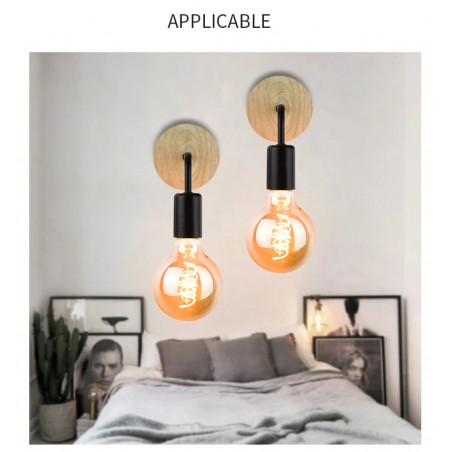 Applique Murale Vintage en Bois Rétro, Luminaire Décoratif   pour Salle à Manger Chambre à Coucher