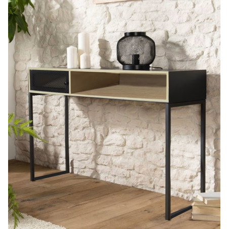 Console d'entrée LP Home en bois et métal noir 120x39.5x75cm
