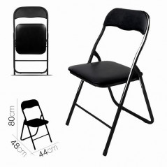 Lot de 6 CHAISE PLIANTE PVC NOIRE 44 x 48 x H 80 cm
