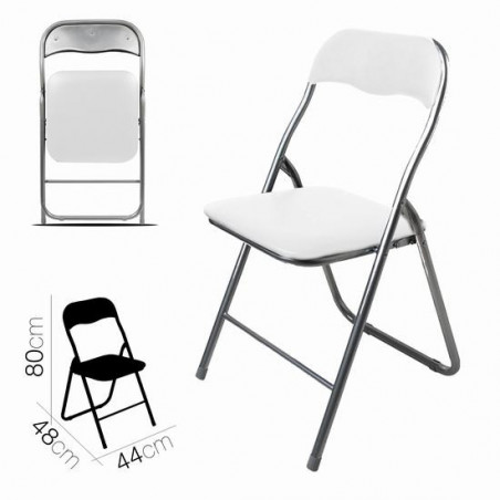 Lot de 6 CHAISE PLIANTE PVC Blanc 44 x 48 x H 80 cm