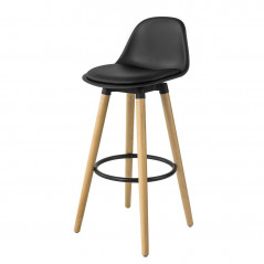 Tabouret de Bar avec Dossier et Repose-pieds Noir