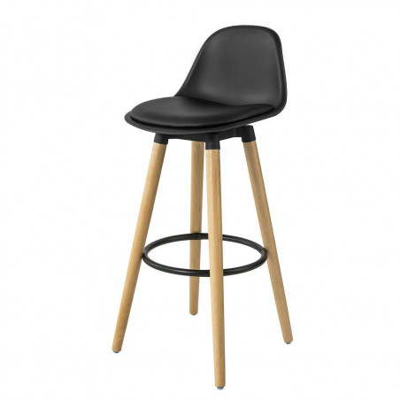 Tabouret de Bar avec Dossier et Repose-pieds Noir