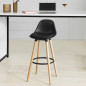 Tabouret de Bar avec Dossier et Repose-pieds Noir