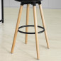 Tabouret de Bar avec Dossier et Repose-pieds Noir