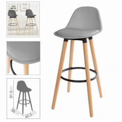 Tabouret de Bar avec Dossier et Repose-pieds Gris