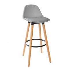 Tabouret de Bar avec Dossier et Repose-pieds Gris