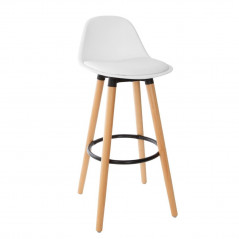 Tabouret de Bar avec Dossier et Repose-pieds Blanc