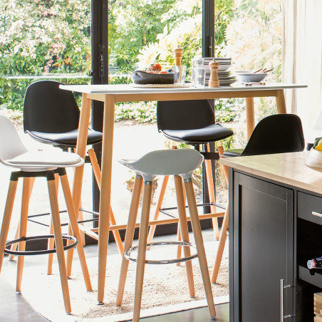 Tabouret de Bar avec Dossier et Repose-pieds Blanc