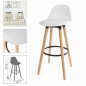 Tabouret de Bar avec Dossier et Repose-pieds Blanc