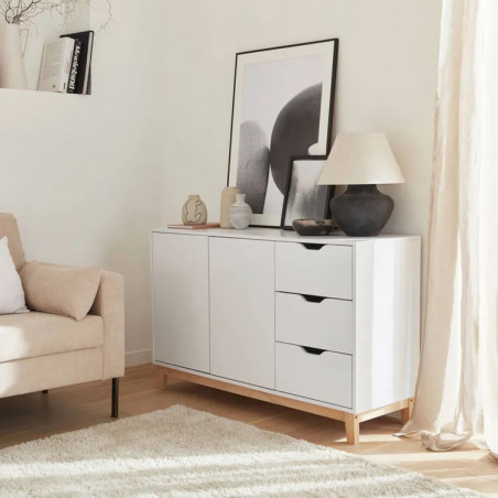 Commode Meuble Etagère 3 Tiroirs 120 x 39.5 x 75 cm