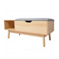 Banc entrée 1 tiroir et 1 casier en bois et assise polyester gris 100x40x45cm