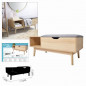 Banc entrée 1 tiroir et 1 casier en bois et assise polyester gris 100x40x45cm
